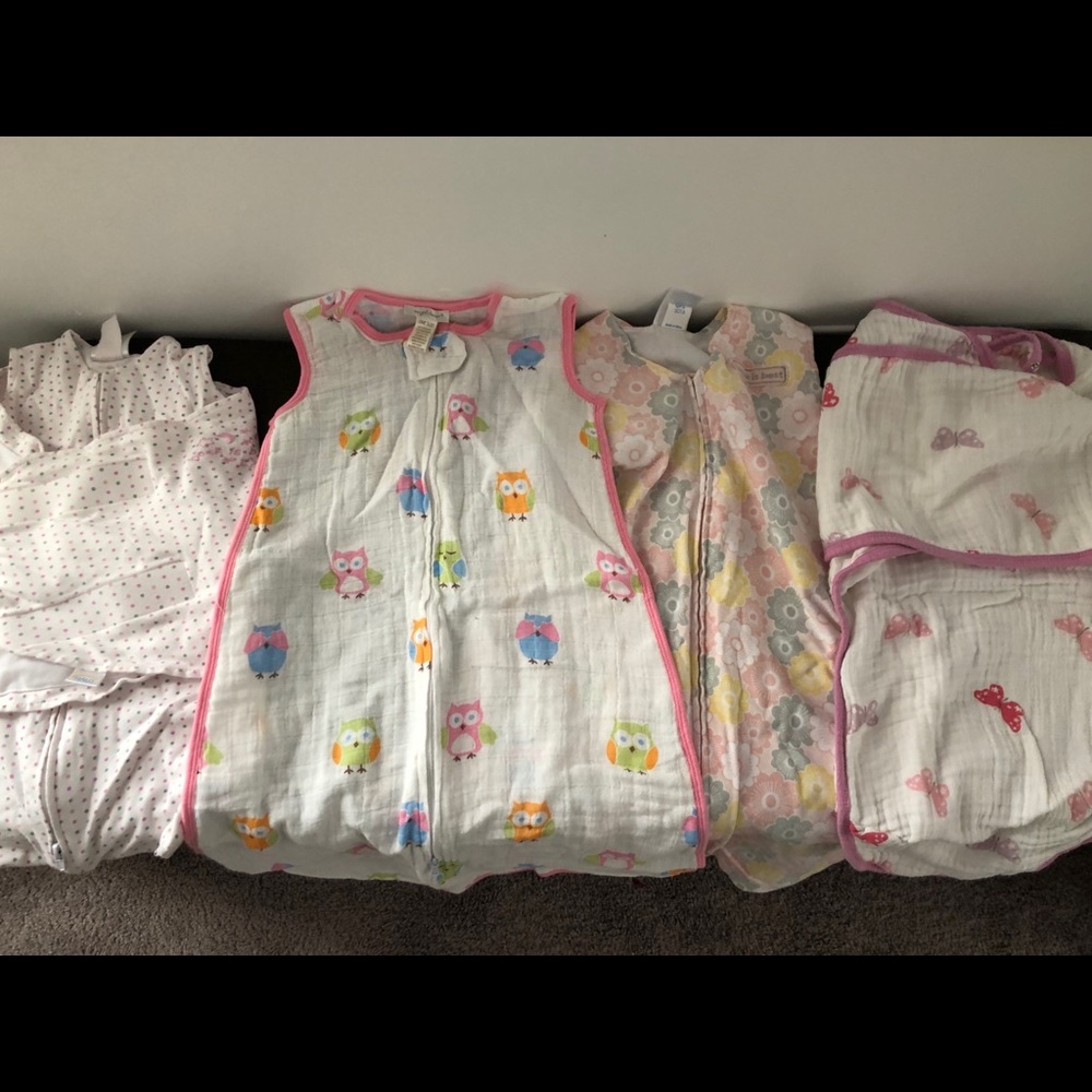 4 Infant swaddles and sleep sacks. NWOT